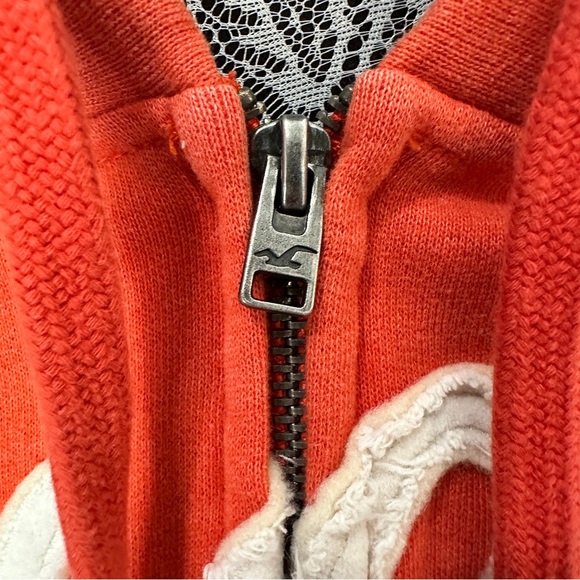 Y2K Hollister HCO Full-Zip Hoodie Orange Chenille Logo Size L - Picture 6 of 16